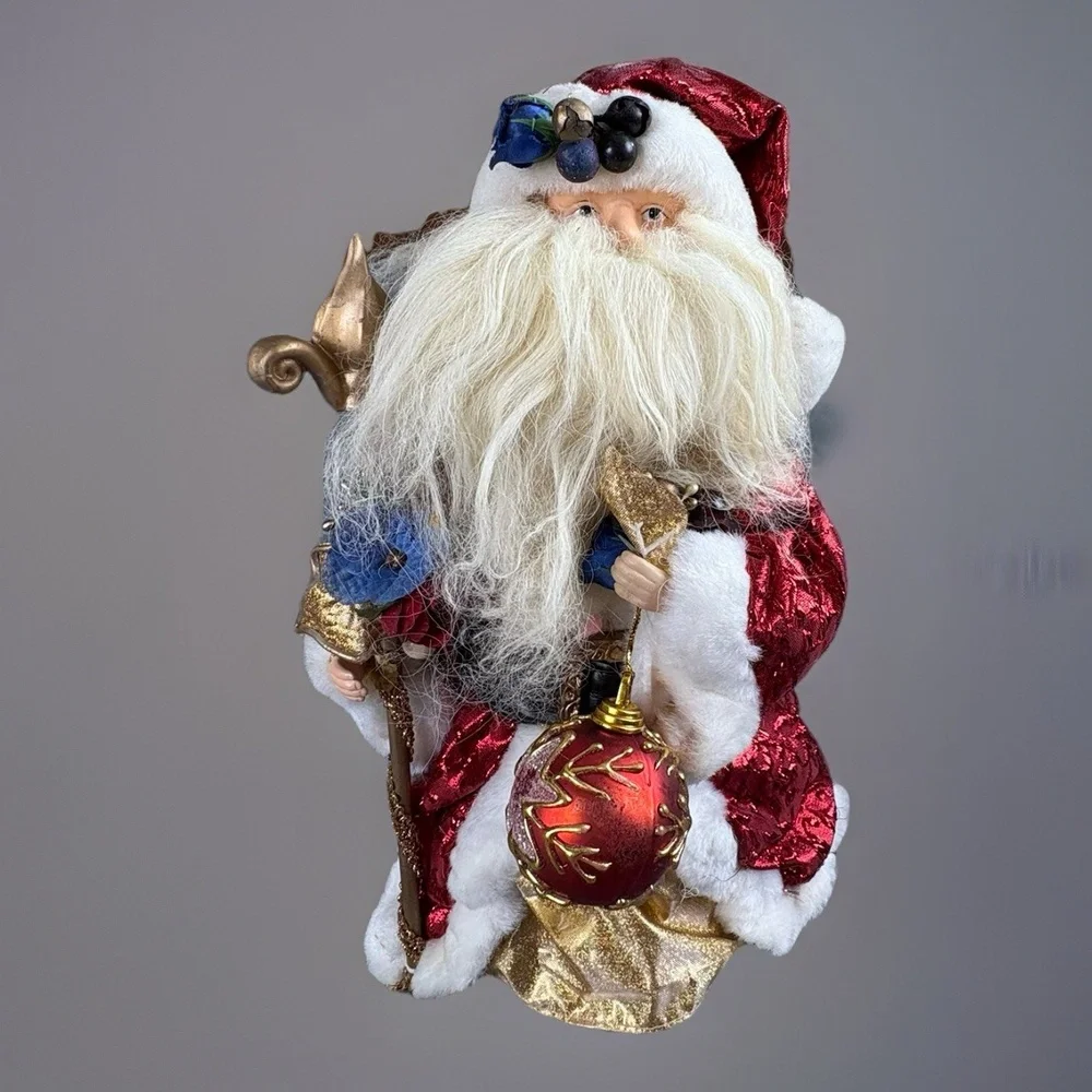 VTG Y2K Santa Claus Christmas‎ Figure or Tree Topper 12 Ornament Gold Staff 90s